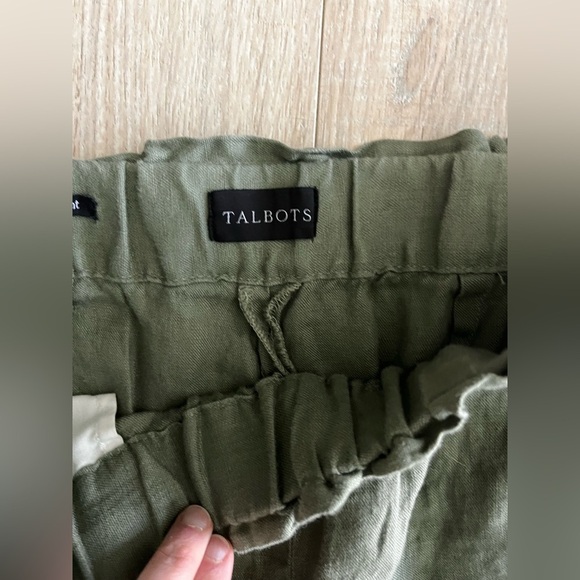 Talbots Women’s Nantucket Washed Line. wide Leg Pants Green - Medium Petite - Picture 3 of 6